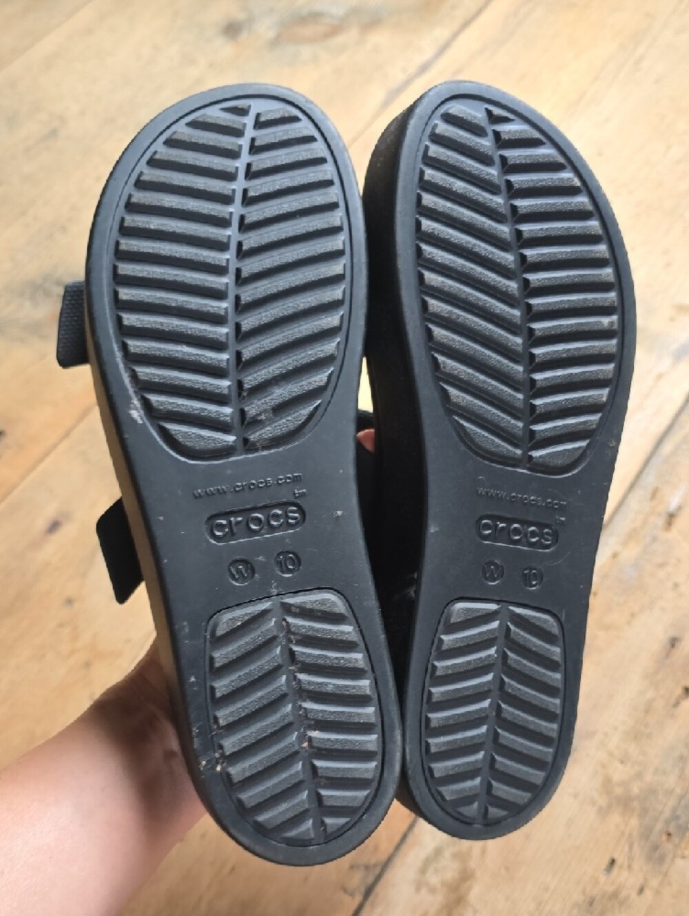 Crocs Black Platform Slide Sandals with Buckle Straps - Picture 4 of 5